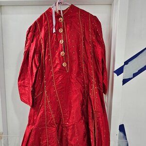 Red Banarsi Silk Suit